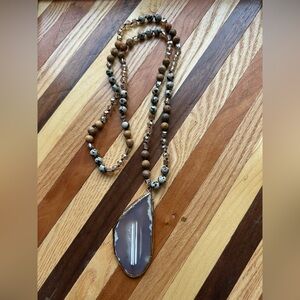 Brown and Cream Beaded Necklace with Elegant Design